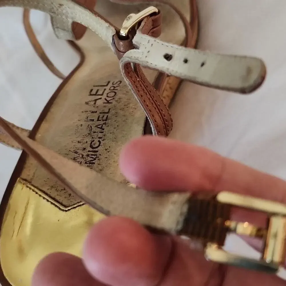 Michael Kors Wedge Sandals Leather Straps